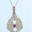 Laden Sie das Bild in den Galerie-Viewer, Vintage Kette & Anhänger mit Perle/Turmalin/ 333er 8 Karat Gold 45cm