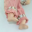 Laden Sie das Bild in den Galerie-Viewer, Baby Puppe mit rosa Anzug / Porzellankopf & Stoffkörper / ca.29 cm