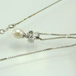 Laden Sie das Bild in den Galerie-Viewer, Vintage Damen Kette 925er Silber mit Zirkonia Anhänger in Perlenoptik