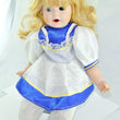 Laden Sie das Bild in den Galerie-Viewer, Puppe mit weis blauem Kleid / Porzellankopf & Stoffkörper / ca. 36 cm