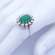 Laden Sie das Bild in den Galerie-Viewer, Damenring 585er-14K Weißgold mit Diamanten & Smaragd ca.1.2 ct./ 57 18,1 mm Ø
