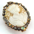 Laden Sie das Bild in den Galerie-Viewer, Antike Geme Brosche Kamme Angefertigt 18k Rose Gold Smaragd Diamanten ohne Kette