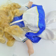 Laden Sie das Bild in den Galerie-Viewer, Puppe mit weis blauem Kleid / Porzellankopf & Stoffkörper / ca. 36 cm