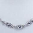 Laden Sie das Bild in den Galerie-Viewer, Vintage Damen Collier mit Diamanten & Saphir 750er 18 Karat Weißgold 44 cm
