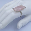 Laden Sie das Bild in den Galerie-Viewer, Vintage Damenring 925er Silber mit Rosenquarz - 60 19,1 mm Ø