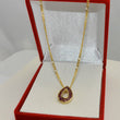 Laden Sie das Bild in den Galerie-Viewer, Vintage Gold-Kette 585er 14 Karat mit Anhänger „Rubinen“ 375er 10 Karat