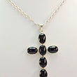 Laden Sie das Bild in den Galerie-Viewer, Vintage Kette & Anhänger Kreuz mit Onix / 925er Silber / ca. 66 cm