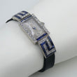 Laden Sie das Bild in den Galerie-Viewer, Art-Deco Damen Platin Armbanduhr mit Diamanten&Saphir