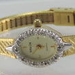 Laden Sie das Bild in den Galerie-Viewer, Vintage Gruen Damenuhr mit Diamanten Quartz Vergoldet Ref-GR4662