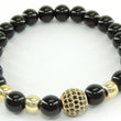 Laden Sie das Bild in den Galerie-Viewer, Unisex elastisches Armband vergoldet mit Perlenoptik 17-21 cm
