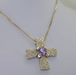 Laden Sie das Bild in den Galerie-Viewer, 835 Silber-Kette - mit Kreuz „Amethyst “ / ca. 60 cm
