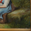 Laden Sie das Bild in den Galerie-Viewer, Gemälde auf Leinwand - "2 Kinder" / Goldrahmen Holz

