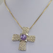 Laden Sie das Bild in den Galerie-Viewer, 835 Silber-Kette - mit Kreuz „Amethyst “ / ca. 60 cm
