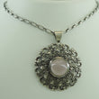 Laden Sie das Bild in den Galerie-Viewer, Vintage Damen 835er Silber Kette &amp; 925er Silber Anhänger mit Rosenquarz
