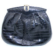 Laden Sie das Bild in den Galerie-Viewer, Vintage Bettl Moob Design Baby Krokodil Damen Handtasche Schwarz Made in Italy
